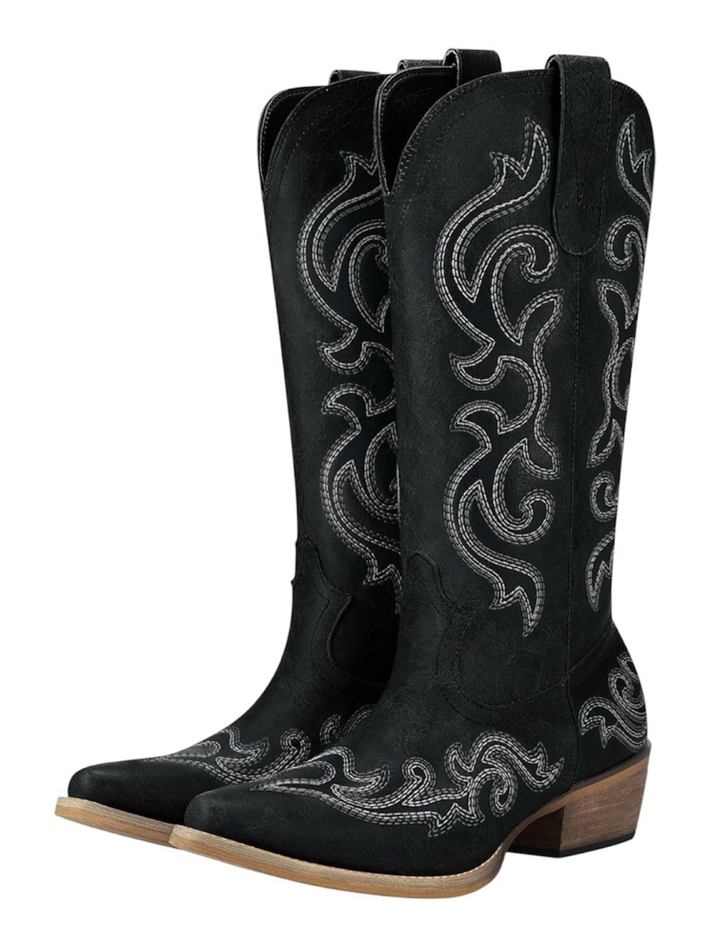 Black Western Embroidered Cowboy Boots Size 8.5